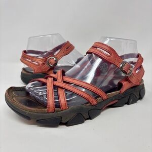 KEEN Naples II Red Leather Webbing Sandals Hiking Open Toe Strappy Women's 7.5